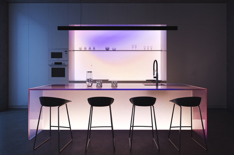 освещение на кухне, совмещенной с гостиной